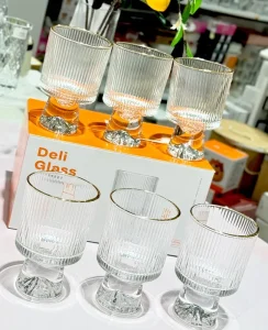 دسرخوری شیاردار کوه یخی لب طلا Deli Glass وارداتی کد KIT-1352