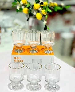 دسرخوری شیاردار کوه یخی لب طلا Deli Glass وارداتی کد KIT-1352