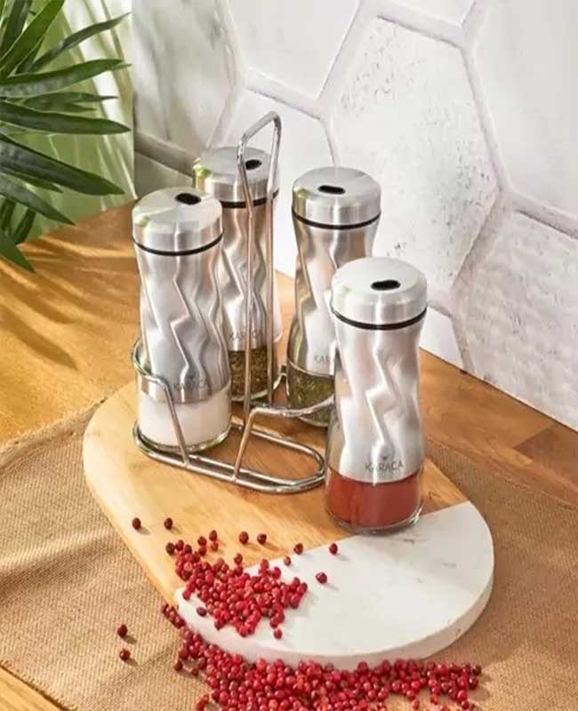 جا ادویه شیشه ای اینوکس 5 پارچه TOTTORi کاراجا کد 502000668
