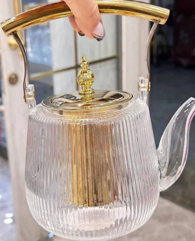 قوری دسته طلایی وارداتی کد VT2466