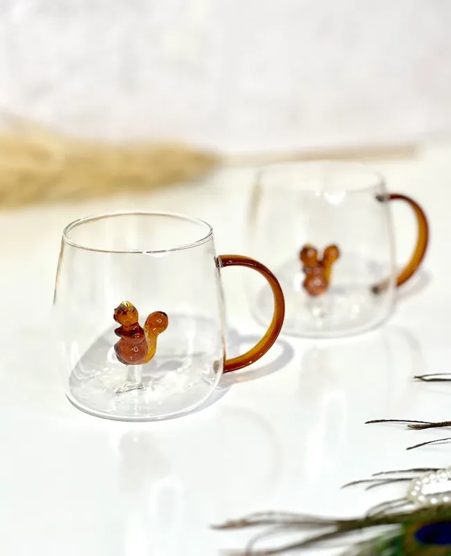 ماگ شیشه ای طرح سنجاب وارداتی کدvt2078