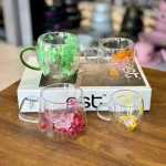 لیوان پیرکس دو جداره طرح پروانه کد KIT-1024
