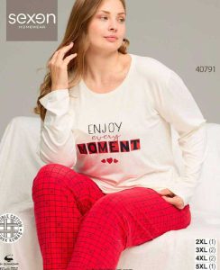 بلوز و شلوار سایز بزرگ نخ پنبه سکسن کد 40791