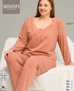 بلوز و شلوار سایز بزرگ نخ پنبه سکسن کد 40859