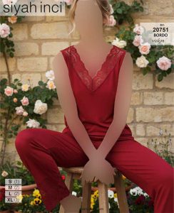 تاپ شلوار زرشکی سایز نرمال سیاه اینجه کد 20751