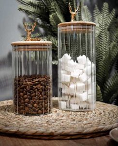جا ادویه پیرکس درب بامبو طرح گوزن کدkit_153