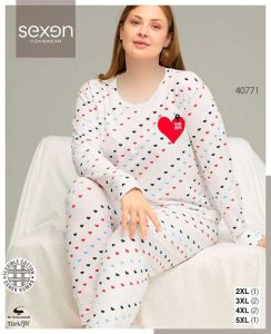 بلوز و شلوار سایز بزرگ نخ پنبه سکسن کد 40771