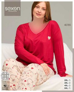 بلوز و شلوار سایز بزرگ نخ پنبه سکسن کد 40785