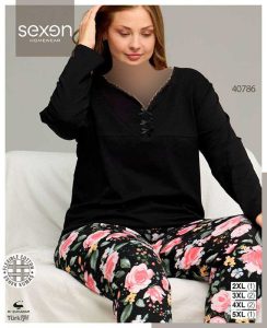 بلوز و شلوار سایز بزرگ نخ پنبه سکسن کد 40786