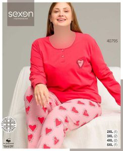 بلوز و شلوار سایز بزرگ نخ پنبه سکسن کد 40795