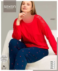 بلوز و شلوار سایز بزرگ نخ پنبه سکسن کد 40801