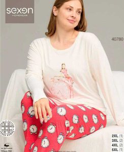 بلوز و شلوار سایز بزرگ نخ پنبه سکسن کد 40780