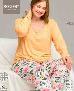 بلوز و شلوار سایز بزرگ نخ پنبه سکسن کد40822