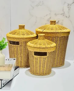 سبد۳ تایی حصیری وارداتی vt4809