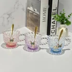 ماگ رنگی دسته مروارید تکی با قاشق وارداتی کد 6096