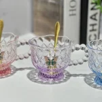 ماگ رنگی دسته مروارید تکی با قاشق وارداتی کد 6096