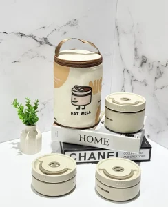 ظرف غذای استیل 3تاییvt6130 کیف دار